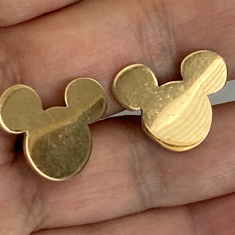 Vintage Disney Mickey Mouse Mens Cufflinks Brass Gold Tone Stamped Wedding Gift